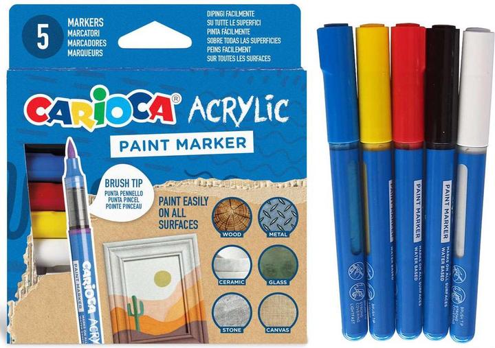 Carioca Acrylmarker mit Pinsel 5 Farben