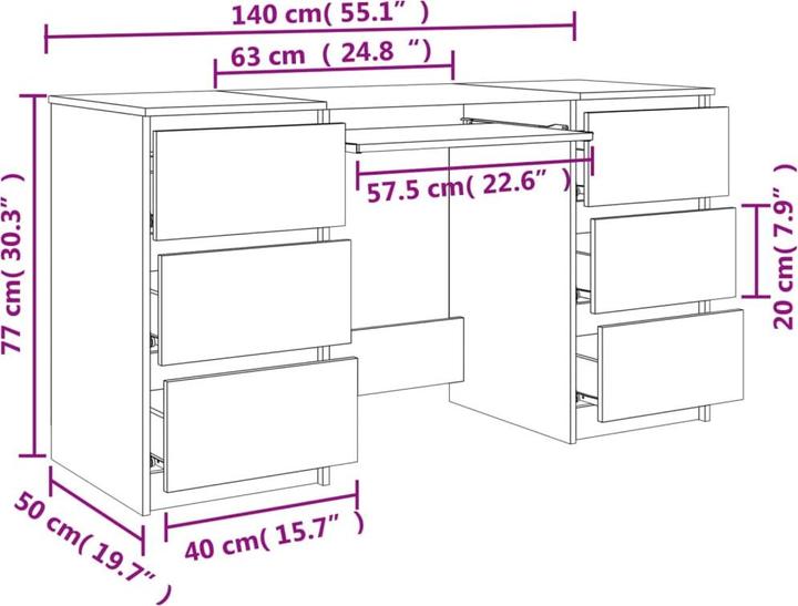 Produktbild VidaXL Jacinda (140 x 50 x 77 cm)