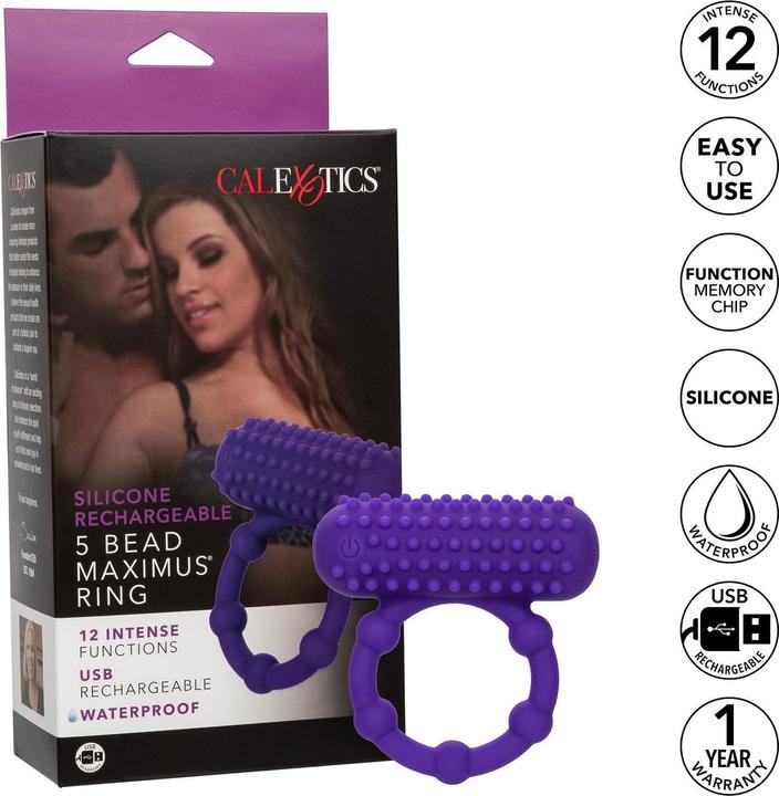 Productafbeelding CalExotics Silicone Oplaadbare 5-kraal Maximus® Ring (6.99 cm)