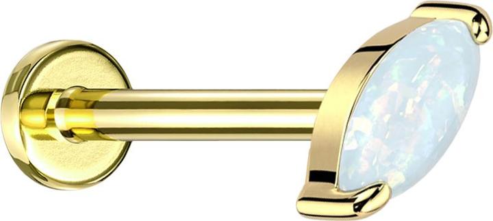 Produktbild Star Piercing Micro Labret Innengewinde vergoldet Ovaler Opal weiss (ohne Messing, Titan)
