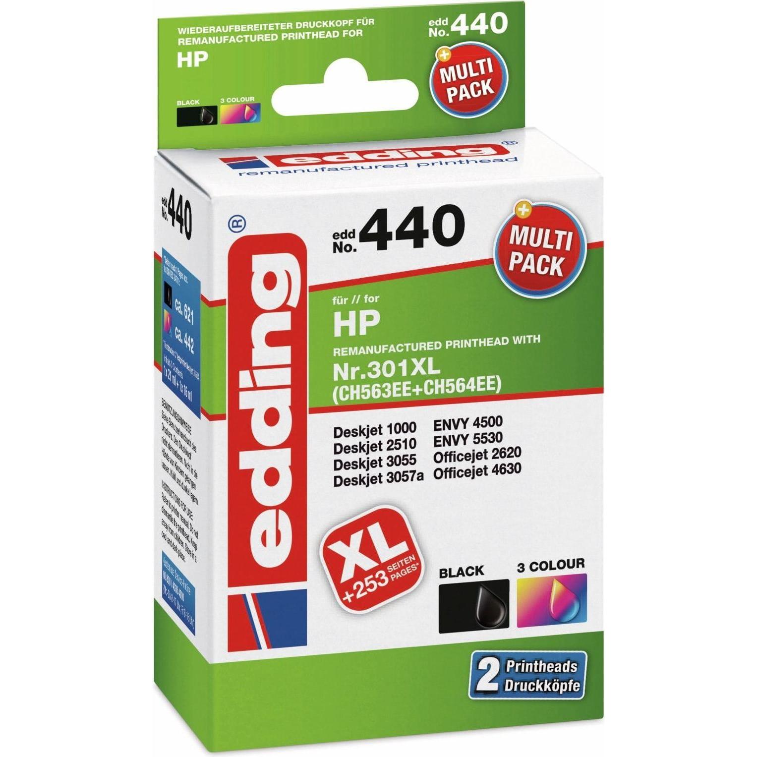 Edding, Druckerpatrone, Druckerpatronen Kombi-Pack ersetzt 301, 301XL (BK)