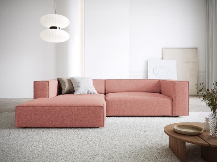 Actual product image Cosmopolitan Design Left Corner Sofa, "Arendal", 3 Seats, Pink, 224x166x70 Made in Europe (3-seater, Corner sofa)