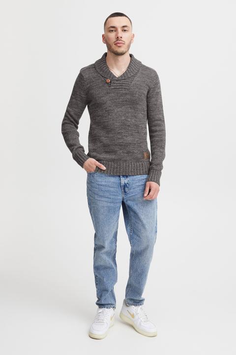 Actual product image Solid Phil Men's Jumper Chunky Knit Pullover With Shawl Collar Made Of 100% Cotton (S)