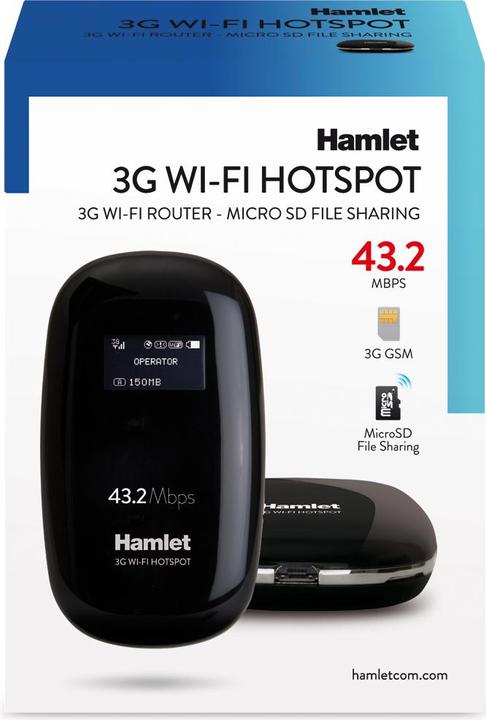 Actual product image Hamlet Wi-Fi 3G network sharing router for up to 10 devices with Micro SD slot up to 32 GB