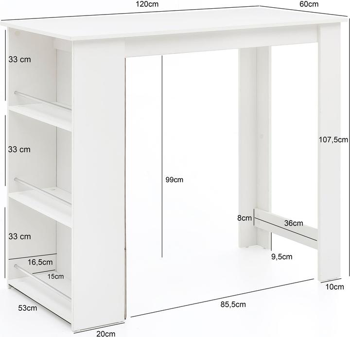 Produktbild Wohnling Bar-Bistrotisch (120 x 60 x 107.5 cm)