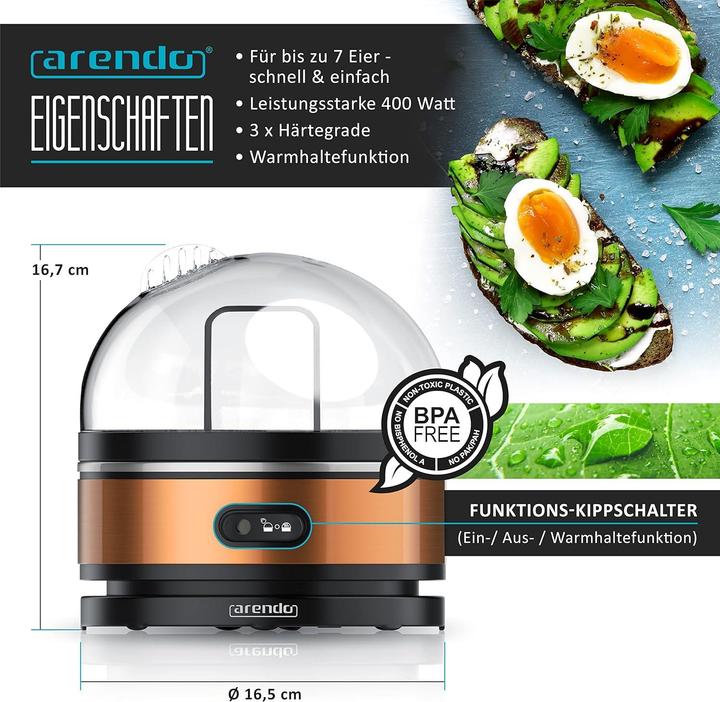 Produktbild Arendo Eierkocher Sevencook mit Warmhaltefunktion