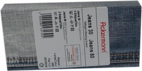 Image du produit Jeans Nähgarnset Farben Mix, Jeansgarn 4x Stärke 30 zu je 70m & 2x Stärke 80 zu je 150m