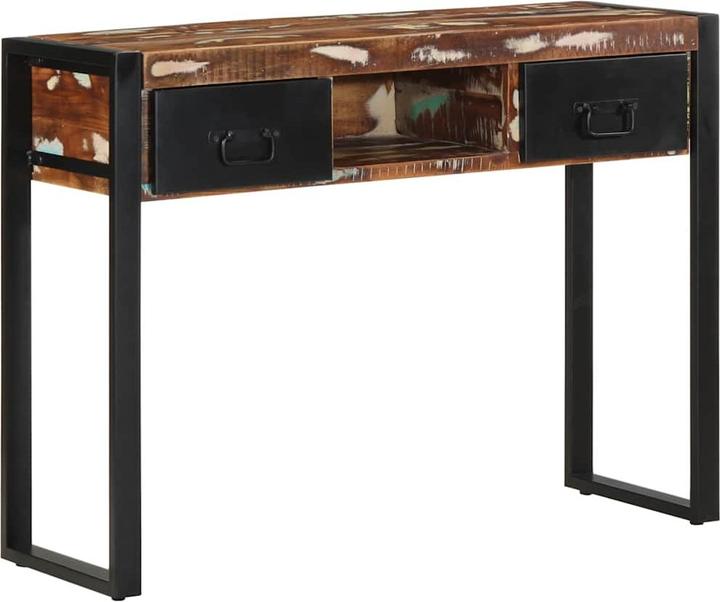 Actual product image vidaXL Console table Multicoloured 100x35x75 cm Solid wood Reclaimed wood sofa table (100 x 35 x 75 cm)