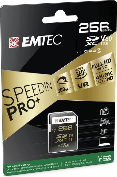 Produktbild Emtec SD 256GB UHS-II U3 V90 Ultra Pro (256 GB, SDXC, U3, UHS-II)