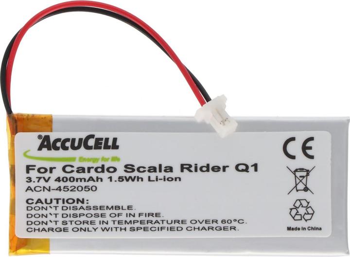 Image du produit Cardo Batterie Rider Q1, Scala Rider Q1, Q3, Scala Rider Q3, FM, Solo Batterie WW452050PL (1 pcs, Spécifique à l'appareil, 400 mAh)