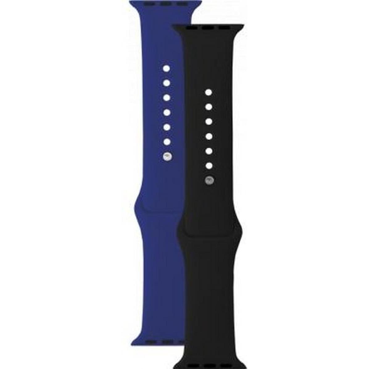 Bigben Packung mit 2 Armbändern für Apple Watch 42–49 mm (Silikon, Apple Watch Series 8), Uhrenarmband, Schwarz