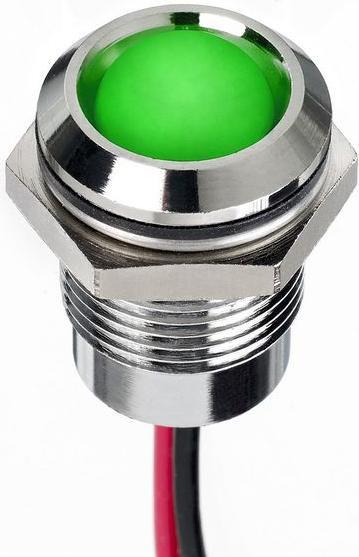 Produktbild RS PRO 14mm prom IP67 sealed chr LED,green 20mA