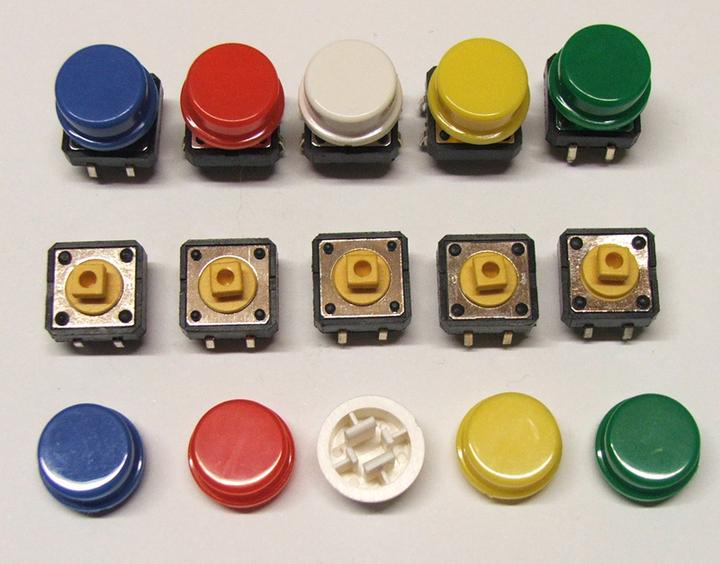 Actual product image Play-Zone 10 pcs. Circuit board switch 12 x 12 with cap (5 colours Ã 2 pcs. (Circuit board)