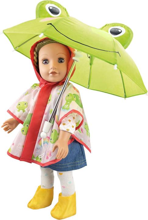 Produktbild Heless Regenanzug für Puppen mit Regenmantel, Regenschirm und Stiefeln – Grösse 28–35 cm