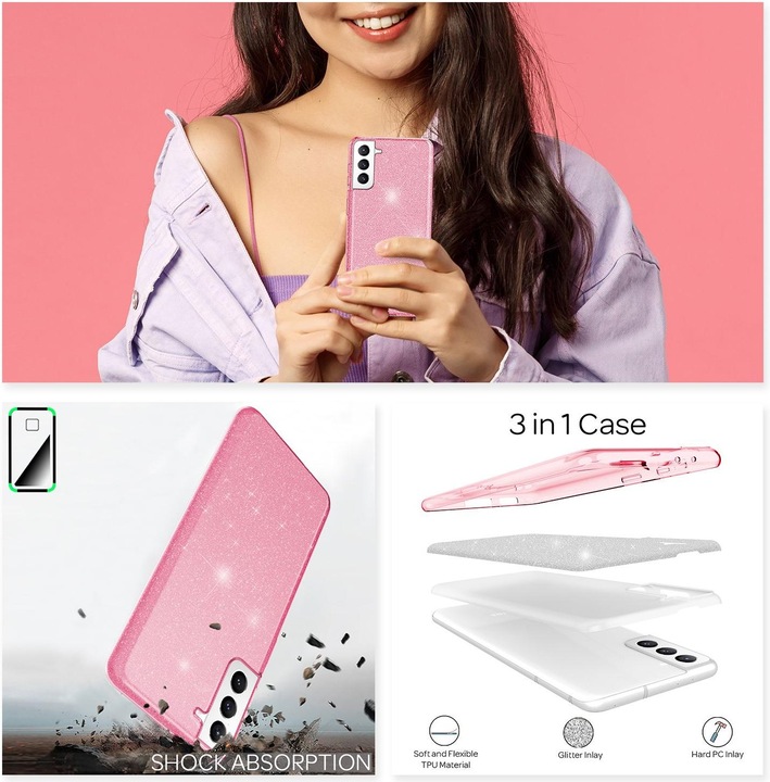 Image du produit Nalia Étui pour téléphone portable à paillettes (Samsung Galaxy S21 FE)