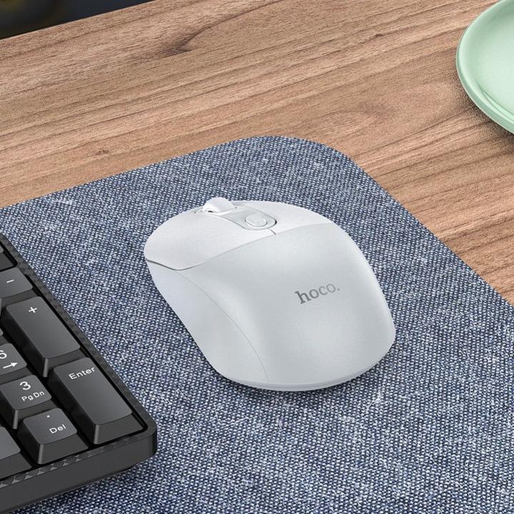 Produktbild Hoco Headphone with microphone wireless computer mouse 2.4G GM28 white gray