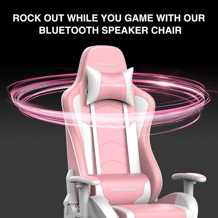 Image du produit Gtplayer Fauteuil gamer avec repose-pieds, enceinte Bluetooth et dossier réglable