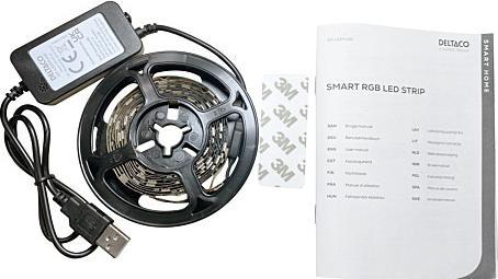 Actual product image Deltaco USB-powered LED loop (RGB, Multicoloured, White, RGBW, 200 cm, Indoor, Outdoor)
