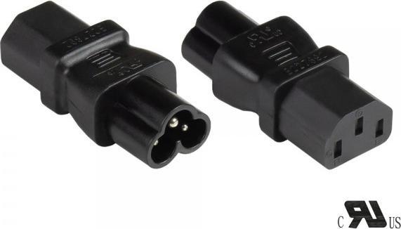 Good Connections Voedingsadapter IEC-stekker C6 (recht) naar IEC-contactdoos C13 (recht), UL, zwart, ®