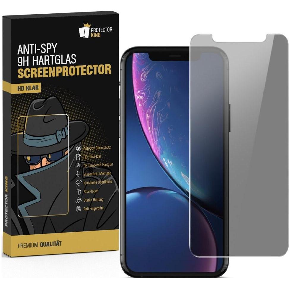 Protectorking 2x Echtes Tempered 9H Panzerhartglas Blickschutz (1 Stück, Apple iPhone XR), Smartphone Schutzfolie