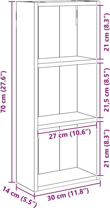 Produktbild vidaXL Badezimmerschrank (30 x 14 x 70 cm)