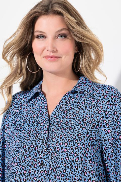 Produktbild Miamoda Bluse, A-Linie, Leomuster, Saum-Volant, Langarm (48)