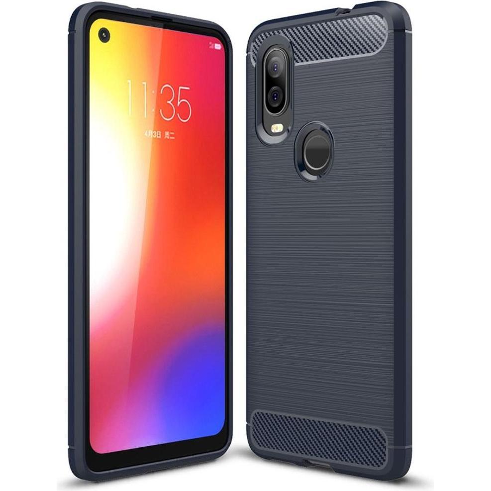 König Design Hülle Handy Schutz für Motorola One Vision Case Cover Bumper Carbon Optik Blau (Motorola One Vision), Smart...