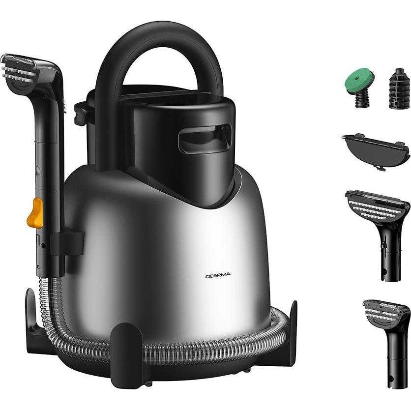 Deerma - Steam Fabric Cleaner (BY700 S) - 1700W, 100°C Steam, 13kPa Suction, 5-in-1 Brushes - Black, Pulitore a vapore, Nero