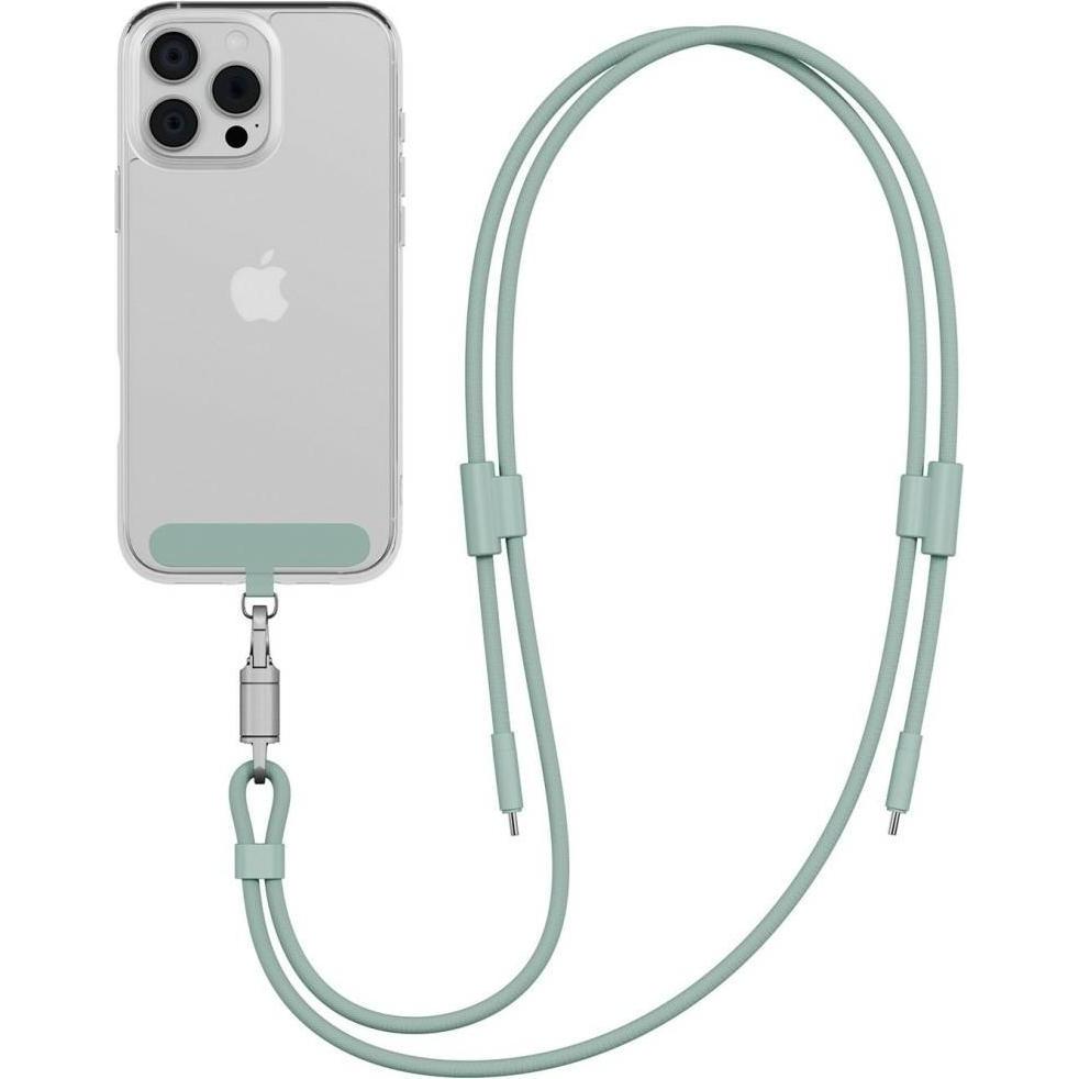 Energea Lasso Lanyard Cable USB-C Phone Lanyard - USB-C 1.5m 240W Sage (1.50 m, 240 W), Cavo USB
