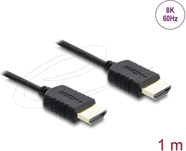 Produktbild Delock Koaxiales High Speed HDMI Kabel 8K 60 Hz 48 Gbps mit Geflechtmantel 1m (1 m)