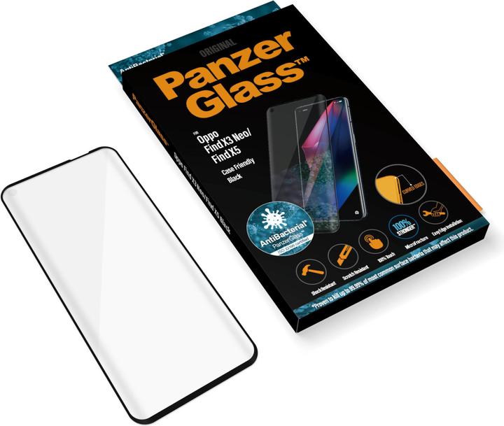 Produktbild PanzerGlass Oppo Find X3 Neo Case Friendly Antibakteriell black (1 Stück, Oppo Find X3 Neo, Oppo Find X5)