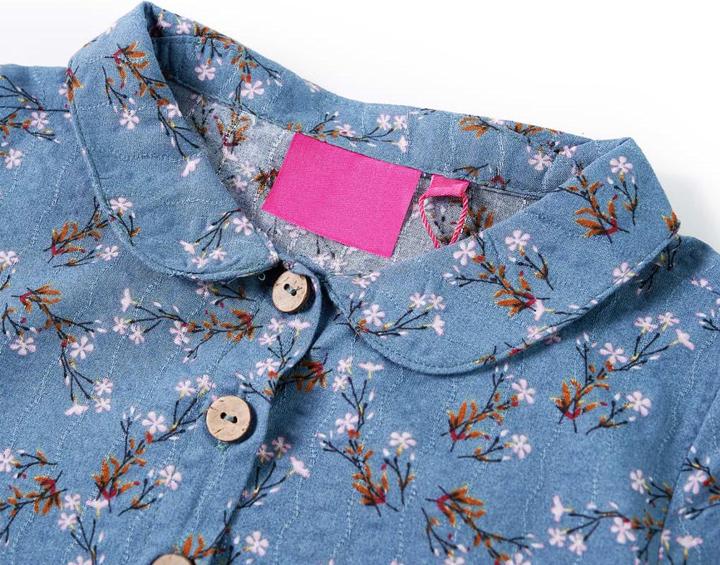Image du produit VidaXL Robe à manches longues pour enfants Bleu pétrole 104,Matière : 50 (104)