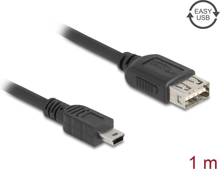 Actual product image Delock USB 2.0 Kabel USB Typ Mini-B Stecker zu EASY USB Typ-A Buchse 1 m (1 m, USB 2.0)