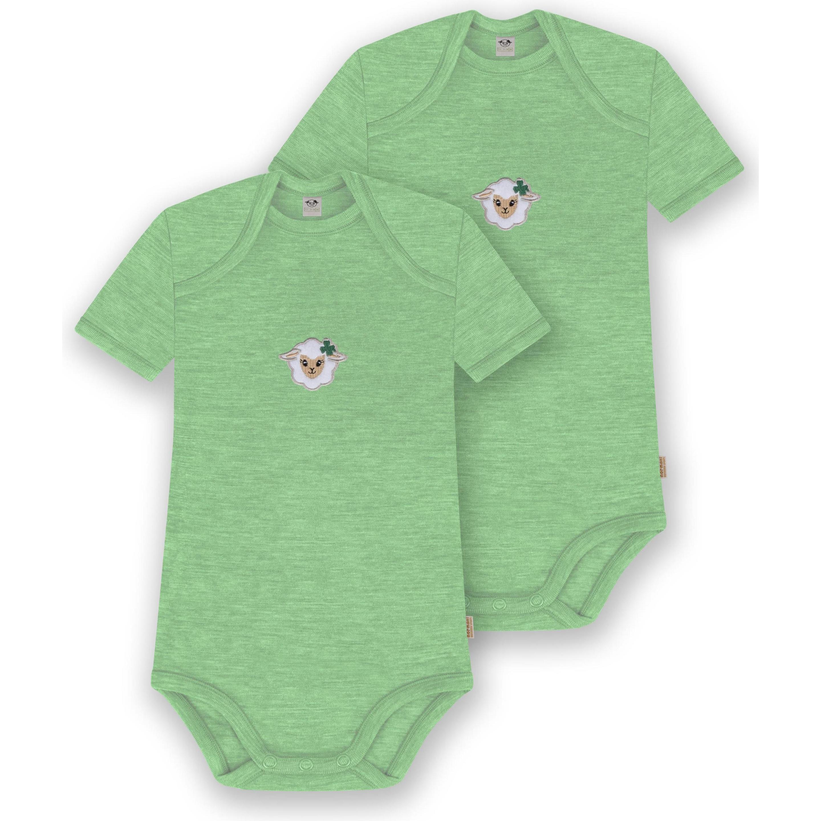 Normani, Herren, Body, 2er Set Baby Merino Body Kurzarm „Tauranga" - 9289, Grün, (62)