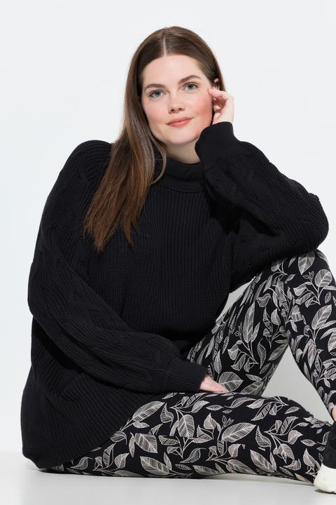 Produktbild Ulla Popken Pullover, Zopfmuster, Stehkragen, Langarm (60)