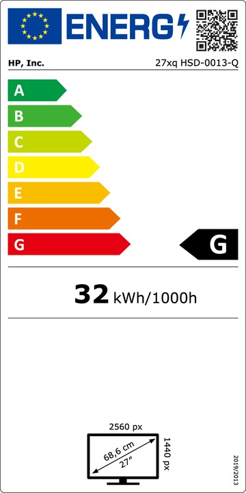 Label énergétique HP 27xq (2560 x 1440 pixels, 27")