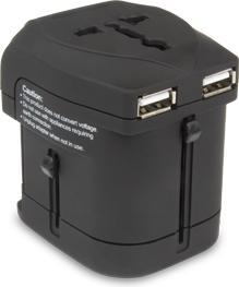 Produktbild Hamlet Traver Adapter universal reiseadapter für steckdosen plus usb-ladegerät (2 Ports)