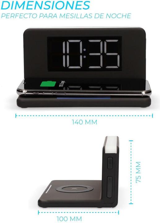Image du produit KSIX Réveil & chargeur QI