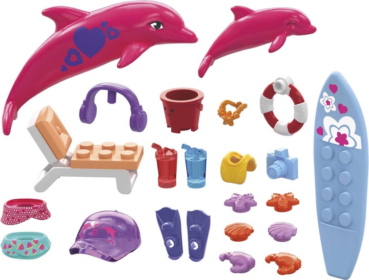 Image du produit Mattel Mega Construx Barbie - Kit d'aventure du dauphin à couleurs ouvertes