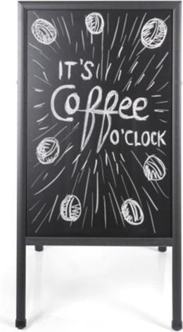 Bi-Office Panneau de trottoir, avec surface en craie, noir