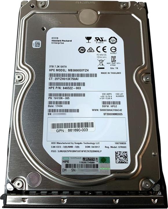 Produktbild HPE HDD 3TB 6GB/s SATA 7.2k 3.5 (3 TB, 3.5")