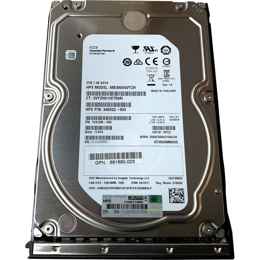 HPE HDD 3TB 6GB/s SATA 7.2k 3.5 (3 TB, 3.5"), Festplatte