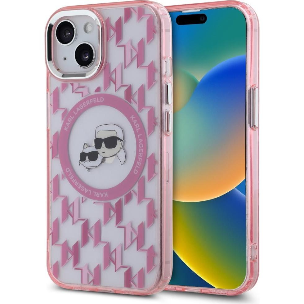 Thumbnail - Karl Lagerfeld KLHMP15SHMCKMHP iPhone 15 6.1" różowy/pink IML Monogram Karl&Choupette Head MagSafe (Apple iPhone 15), Sm...
