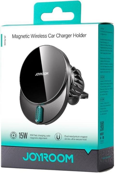 Produktbild Joyroom JR-ZS409 magnetic holder with 15W inductive charger for car air vent - black