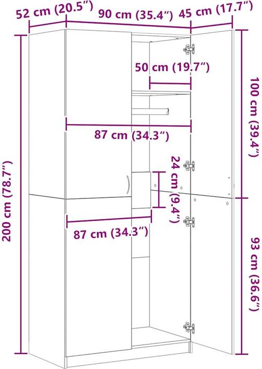 Immagine prodotto vidaXL Aylmar (90 x 52 x 200 cm)