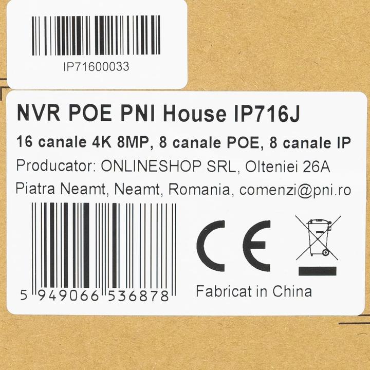 Actual product image PNI IP716J 16 Channel 4K 8MP NVR with POE and IP Channels (Network Video Recorder (NVR))