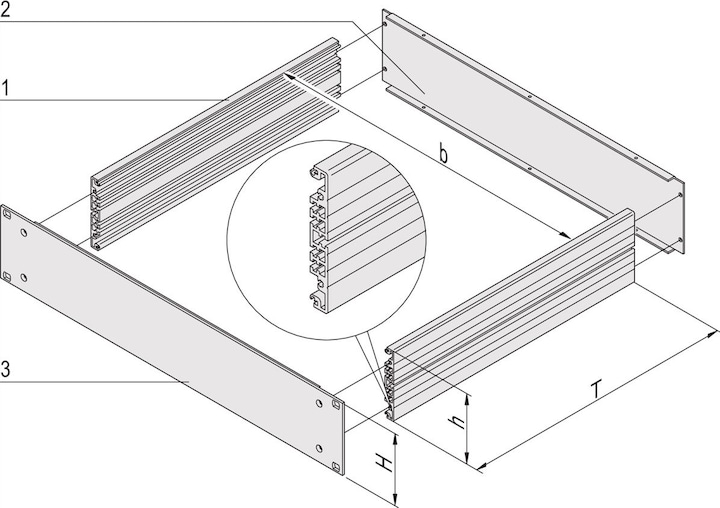 Image du produit Schroff Tiroir 19" en aluminium (kit de base) - MULTIPAC GRUNDAUSB.3HE 460T