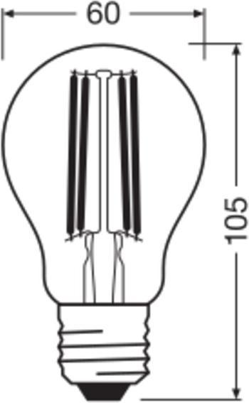 Actual product image Osram LED LAMPS ENERGY CLASS A ENERGY EFFICIENCY FILAMENT CLASSIC A 3.8W 840 Clear E27 (E27, 3.80 W, 806 lm, 6 x, A)