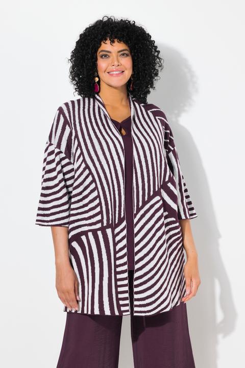 Image du produit Ulla Popken Cardigan en fine maille jacquard à col montant et manches courtes (58)