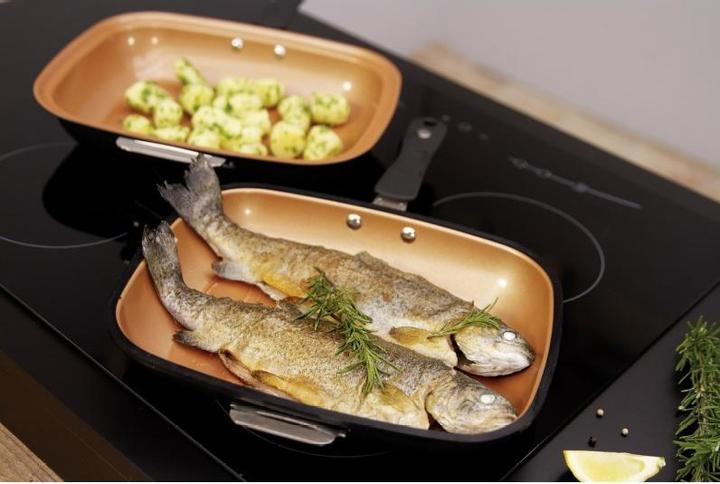 Immagine prodotto MediaShop Livington Black Doubletta (Padella grill, Pentola, Padella per friggere, Alluminio, Acciaio inossidabile)